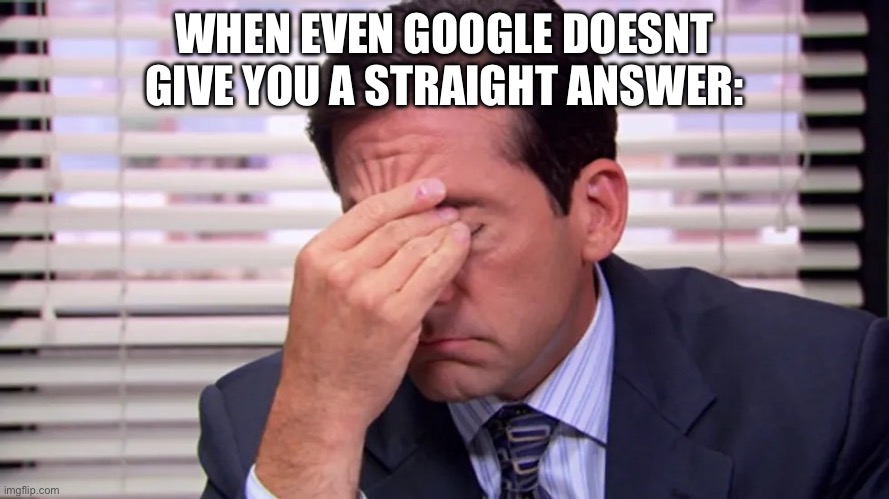 Michael Scott Frustrated | WHEN EVEN GOOGLE DOESNT GIVE YOU A STRAIGHT ANSWER: | image tagged in michael scott frustrated | made w/ Imgflip meme maker