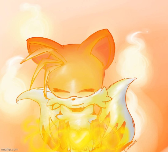 He had a Heart of gold (Art credit : DigiHopeHeart on DA) | image tagged in tails,wholesome,fox,da,cute | made w/ Imgflip meme maker