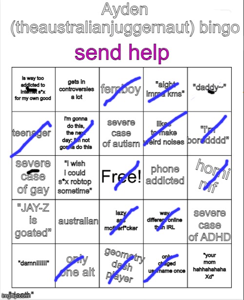 damn | image tagged in ayden theaustralianjuggernaut bingo | made w/ Imgflip meme maker
