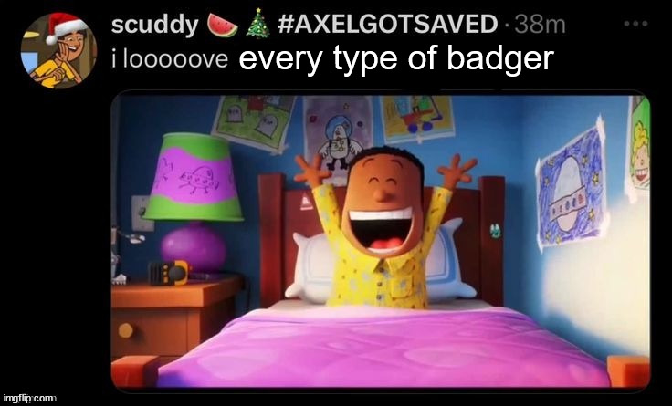I looooove x | every type of badger | image tagged in i looooove x | made w/ Imgflip meme maker