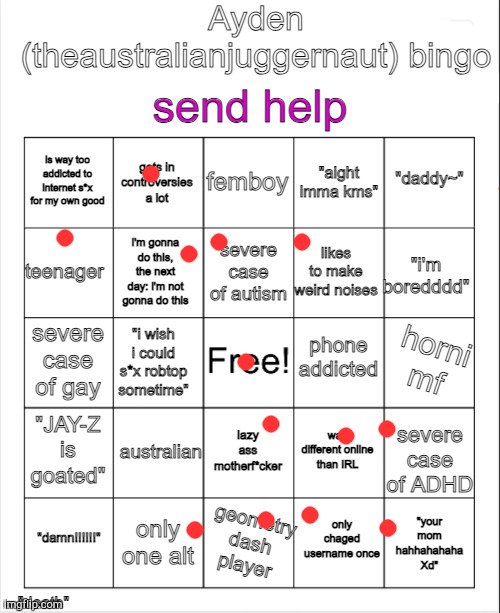 image tagged in ayden outdated bingo | made w/ Imgflip meme maker