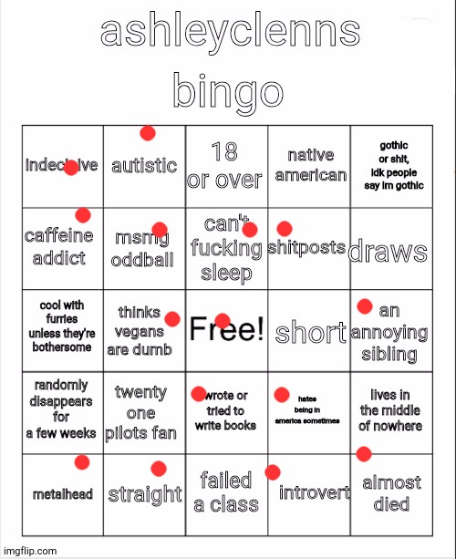 Guess im doing bingo now | image tagged in ashleyclenns bingo | made w/ Imgflip meme maker