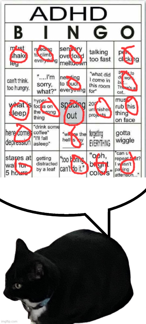 image tagged in adhd bingo,speech bubble | made w/ Imgflip meme maker