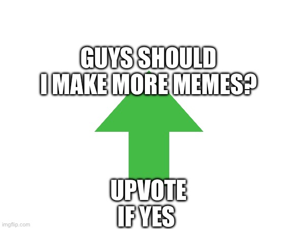 Yes or No? | GUYS SHOULD I MAKE MORE MEMES? UPVOTE IF YES | image tagged in memes | made w/ Imgflip meme maker