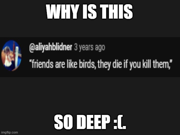 Deep thoughts | WHY IS THIS; SO DEEP :(. | image tagged in funny,dumbass | made w/ Imgflip meme maker