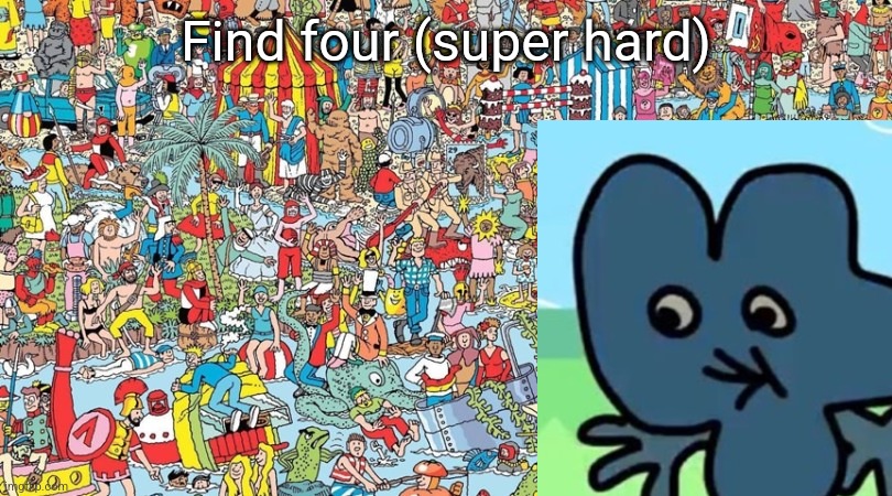 where's waldo | Find four (super hard) | image tagged in where's waldo | made w/ Imgflip meme maker