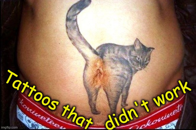 Cringe | didn't work; Tattoos that | image tagged in fun,funny,awkward,well this is awkward,cat,tattoo | made w/ Imgflip meme maker