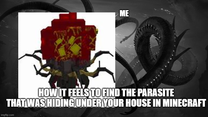 rip to my house it got destroyed | ME; HOW IT FEELS TO FIND THE PARASITE THAT WAS HIDING UNDER YOUR HOUSE IN MINECRAFT | image tagged in minecraft memes | made w/ Imgflip meme maker