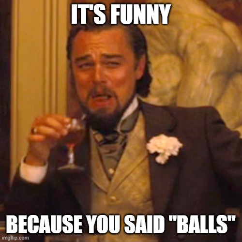 Laughing Leo Meme | IT'S FUNNY; BECAUSE YOU SAID "BALLS" | image tagged in memes,laughing leo | made w/ Imgflip meme maker