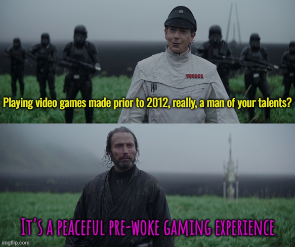 Playing older games from the early 2000's & 90's is a breath of fresh air | Playing video games made prior to 2012, really, a man of your talents? It's a peaceful pre-woke gaming experience | image tagged in a man of your talent,gaming,memes | made w/ Imgflip meme maker