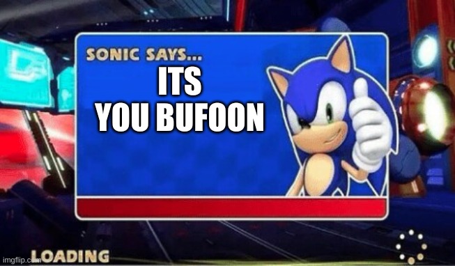 Sonic Says | ITS YOU BUFOON | image tagged in sonic says | made w/ Imgflip meme maker