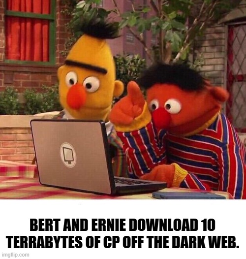 Bertstrips. | BERT AND ERNIE DOWNLOAD 10 TERRABYTES OF CP OFF THE DARK WEB. | image tagged in bert and ernie computer,sesame street | made w/ Imgflip meme maker