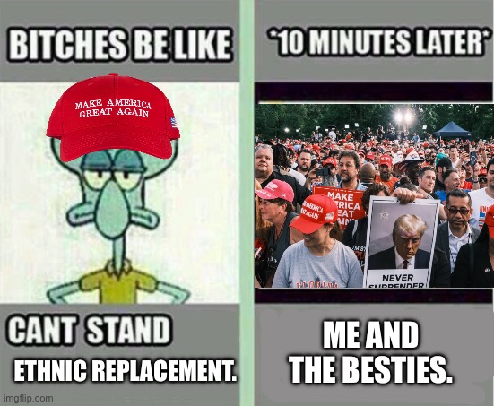 I don’t think there have been this many white people in the Bronx since segregation. | ME AND THE BESTIES. ETHNIC REPLACEMENT. | image tagged in me and the bestie,bronx,new york,donald trump,the great replacement | made w/ Imgflip meme maker