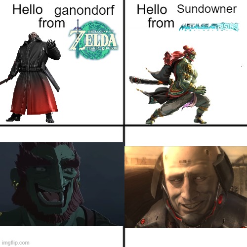 hello person from | Sundowner; ganondorf | image tagged in hello person from,memes,metal gear rising,legend of zelda | made w/ Imgflip meme maker