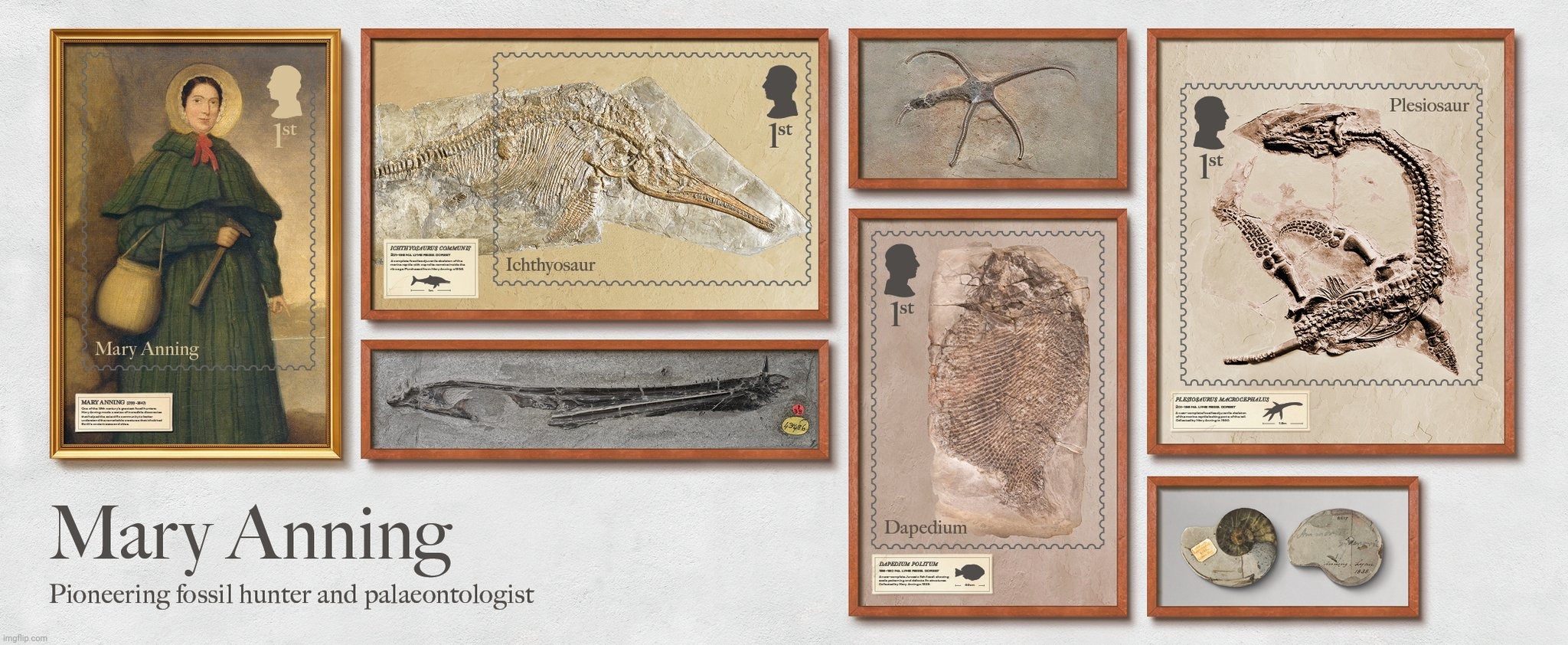 Mary Anning | image tagged in mary anning,uk stamps | made w/ Imgflip meme maker