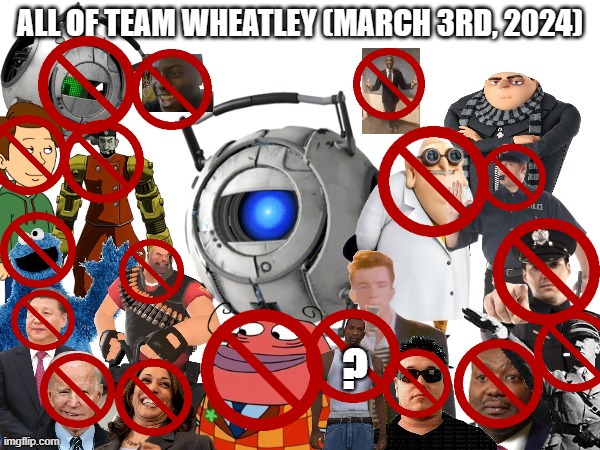 Team Wheatley progress Chart Update 2 | ? | image tagged in all of team wheatley as of march 3 2024 | made w/ Imgflip meme maker