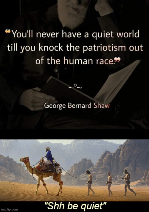 "Shh be quiet" | image tagged in patriotism,politics,irony | made w/ Imgflip meme maker