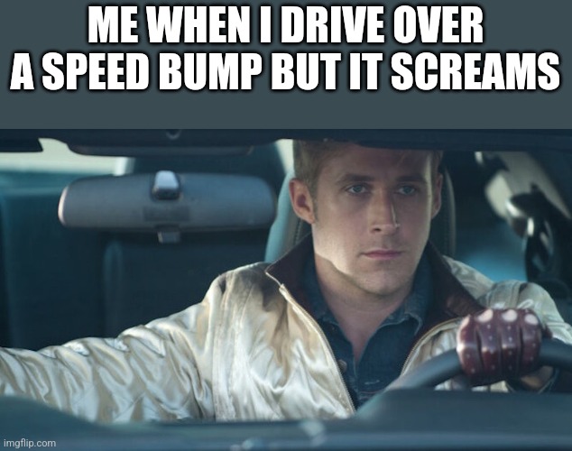 Ryan Gosling | ME WHEN I DRIVE OVER A SPEED BUMP BUT IT SCREAMS | image tagged in ryan gosling | made w/ Imgflip meme maker