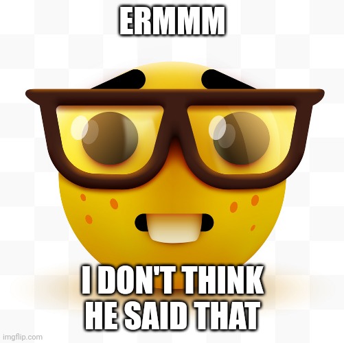 Nerd emoji | ERMMM I DON'T THINK HE SAID THAT | image tagged in nerd emoji | made w/ Imgflip meme maker