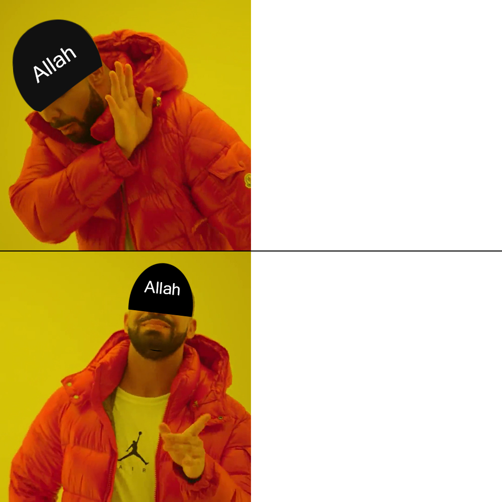 High Quality Allah no yes (Drake template) Blank Meme Template
