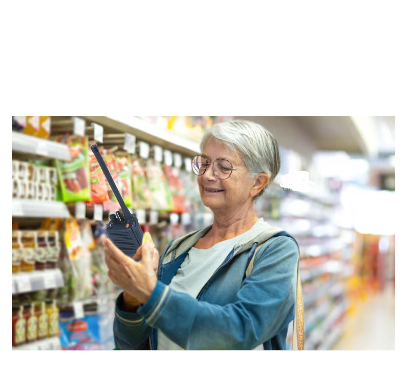 woman walkie talkie grocery store Blank Meme Template