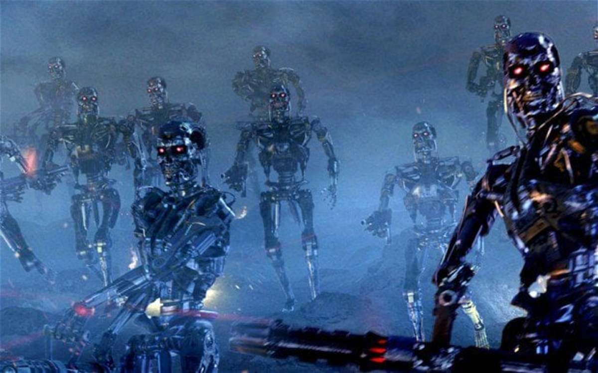 Terminator robots invading Blank Meme Template