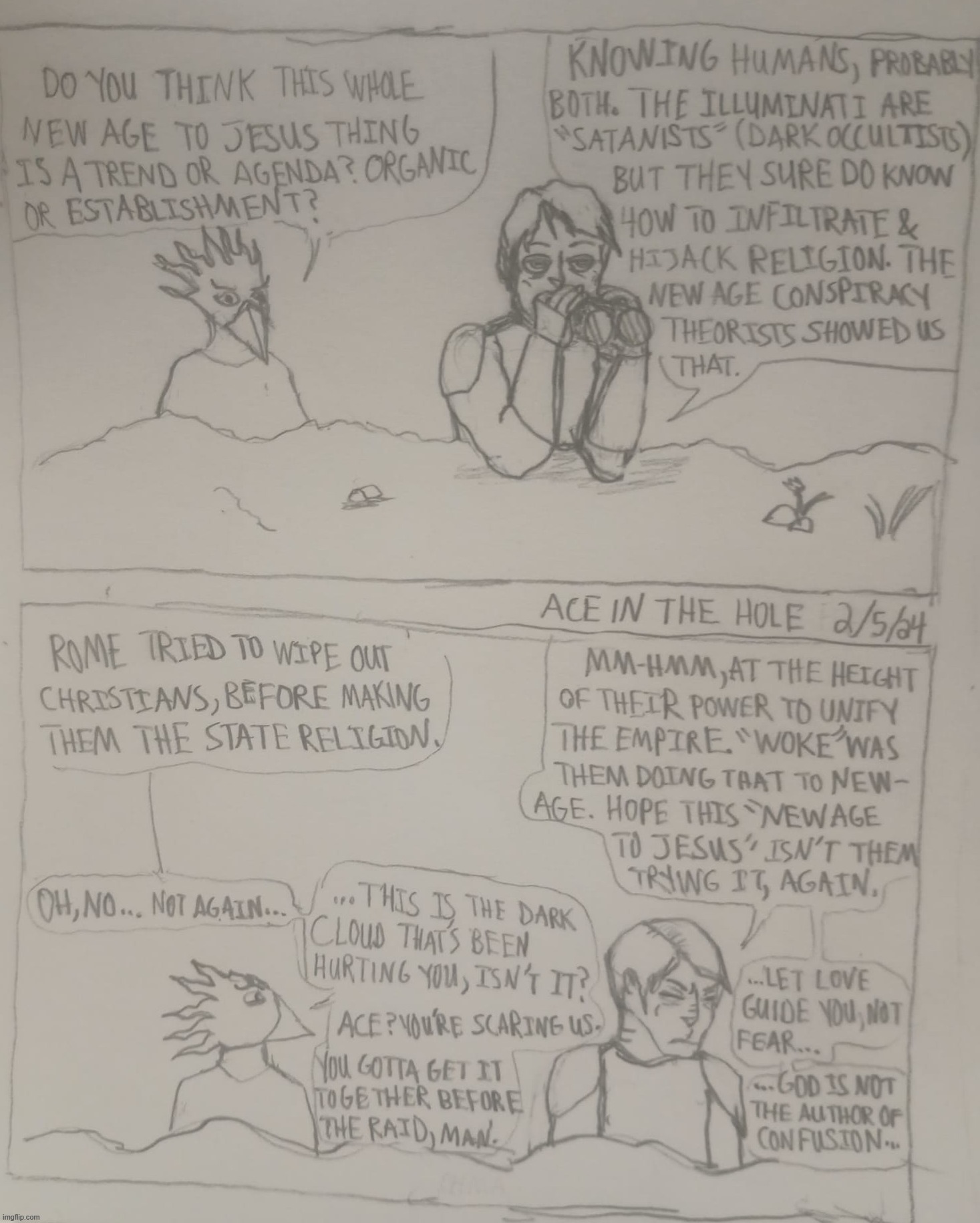 Anhedonia and Beaky Repost (deleted the original) | image tagged in anthro,original character,illuminati,new age,christianity,rome | made w/ Imgflip meme maker