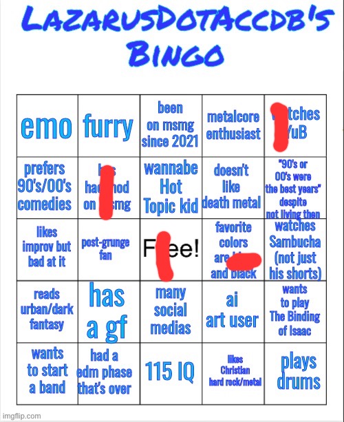 Lazarus bingo | image tagged in lazarus bingo | made w/ Imgflip meme maker