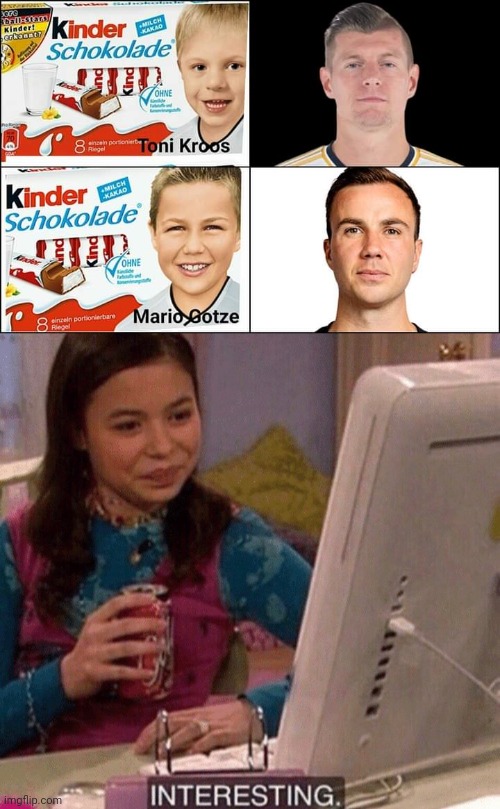 Fun Fact: Two of Germany's best footballers once appeared in a box of Kinder Chocolates | image tagged in icarly interesting,memes,soccer,germany | made w/ Imgflip meme maker