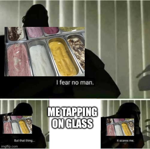 I fear no man | ME TAPPING ON GLASS | image tagged in i fear no man | made w/ Imgflip meme maker
