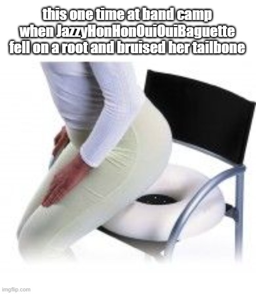 only the real ones remember this ?✊ | this one time at band camp when JazzyHonHonOuiOuiBaguette fell on a root and bruised her tailbone | image tagged in sorry your butt hurt,rip jazzy | made w/ Imgflip meme maker