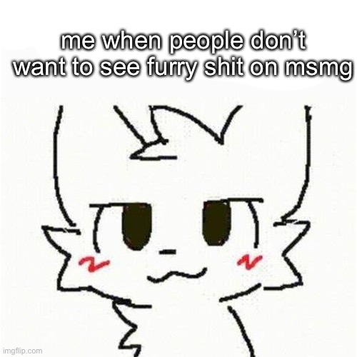 boykisser | me when people don’t want to see furry shit on msmg | image tagged in boykisser | made w/ Imgflip meme maker