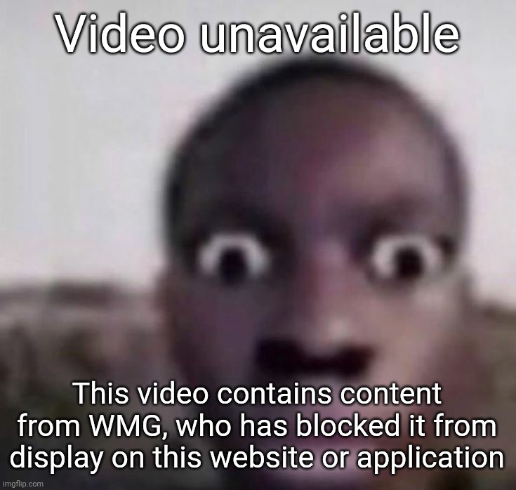 I hate when this happens fr | Video unavailable; This video contains content from WMG, who has blocked it from display on this website or application | image tagged in bruh what | made w/ Imgflip meme maker