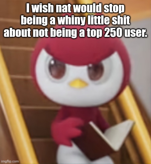 BOOK ❗️ | I wish nat would stop being a whiny little shit about not being a top 250 user. | image tagged in book | made w/ Imgflip meme maker