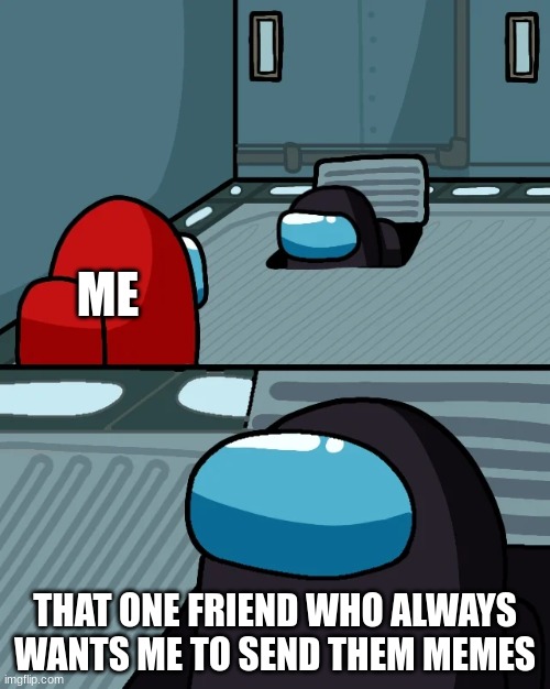 Shout out to my friend Ti... I can't say his name but this meme is about him | ME; THAT ONE FRIEND WHO ALWAYS WANTS ME TO SEND THEM MEMES | image tagged in impostor of the vent | made w/ Imgflip meme maker