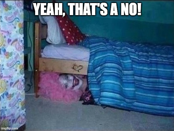 Under the Bed | YEAH, THAT'S A NO! | image tagged in cursed image | made w/ Imgflip meme maker