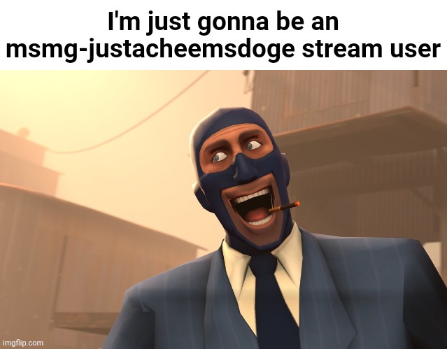 Those and some other streams | I'm just gonna be an msmg-justacheemsdoge stream user | image tagged in success spy tf2 | made w/ Imgflip meme maker