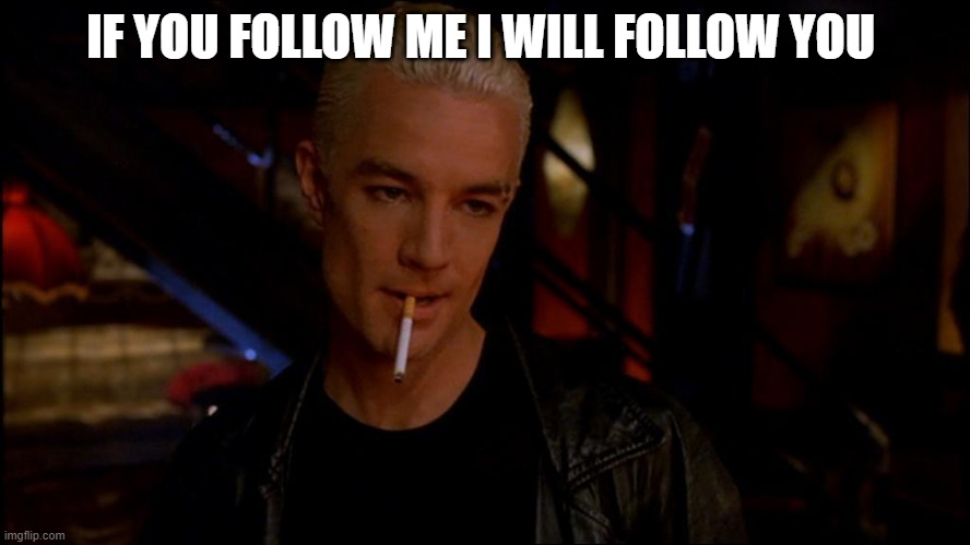 spike | IF YOU FOLLOW ME I WILL FOLLOW YOU | image tagged in spike | made w/ Imgflip meme maker