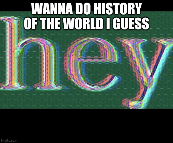 Hey | WANNA DO HISTORY OF THE WORLD I GUESS | image tagged in hey | made w/ Imgflip meme maker