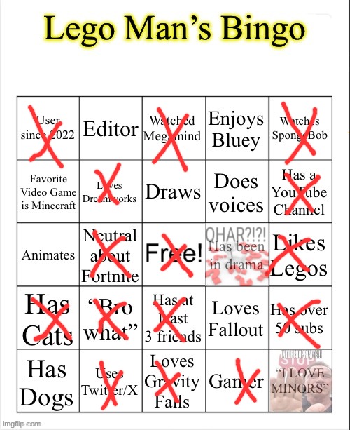 Lego Man’s Bingo | image tagged in lego man s bingo | made w/ Imgflip meme maker