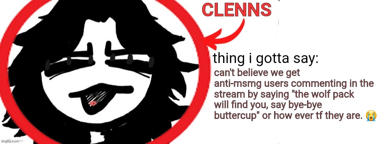 idgaf about anti-msmg users, but they could at least try not to make themselves look foolish. | can't believe we get anti-msmg users commenting in the stream by saying "the wolf pack will find you, say bye-bye buttercup" or how ever tf they are. 😭 | image tagged in ashleyclenns template | made w/ Imgflip meme maker