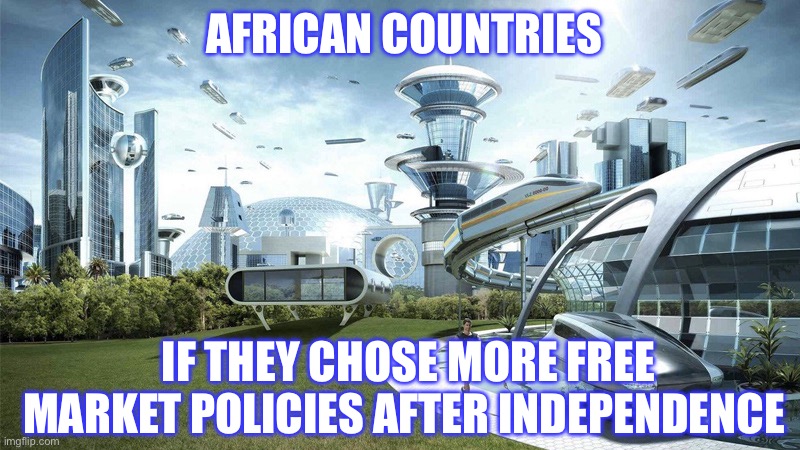 Africa | AFRICAN COUNTRIES; IF THEY CHOSE MORE FREE MARKET POLICIES AFTER INDEPENDENCE | image tagged in the future world if,africa,african,politics,political meme | made w/ Imgflip meme maker