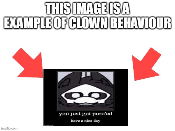 This image is a example of clown behaviour | image tagged in this image is a example of clown behaviour | made w/ Imgflip meme maker