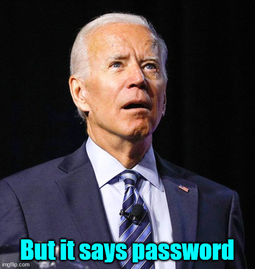 Joe Biden | But it says password | image tagged in joe biden | made w/ Imgflip meme maker