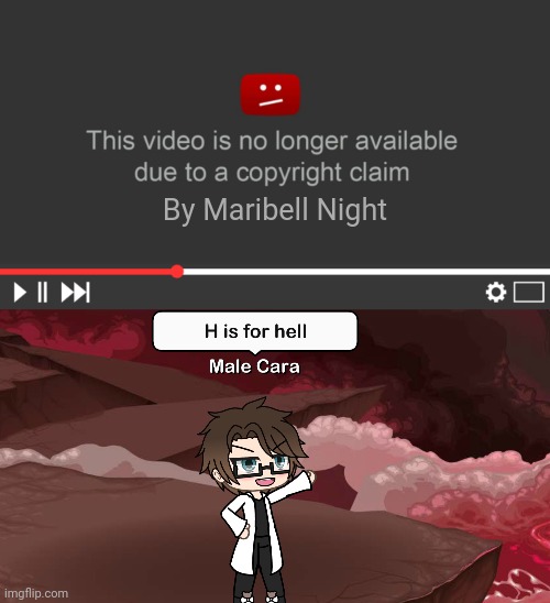 Maribell Night is the worst copyright abuser in Mendelevia | By Maribell Night | image tagged in youtube copyright claim,male cara h is for hell,pop up school 2,pus2,x is for x,male cara | made w/ Imgflip meme maker
