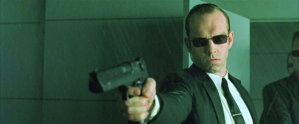 Matrix agent Smith gun Blank Meme Template
