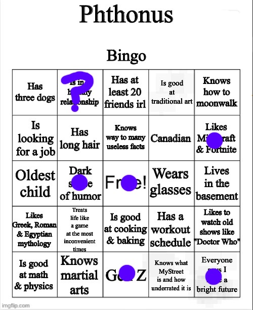 image tagged in phthonus bingo | made w/ Imgflip meme maker