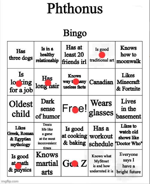 I don't wears glasses | image tagged in phthonus bingo | made w/ Imgflip meme maker