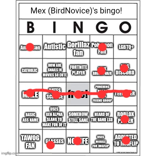 Bingo. | image tagged in mex bird bingo | made w/ Imgflip meme maker
