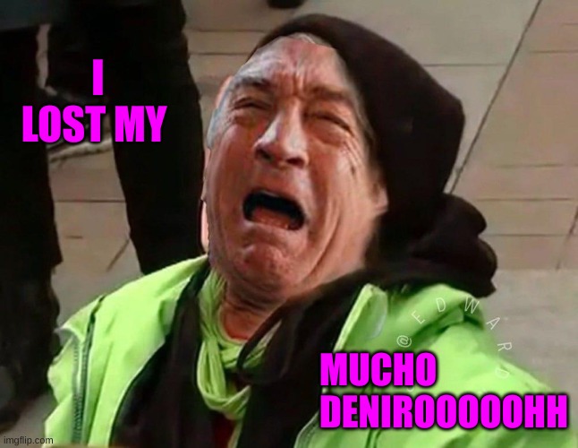 DeNiro | I LOST MY MUCHO DENIROOOOOHH | image tagged in deniro | made w/ Imgflip meme maker